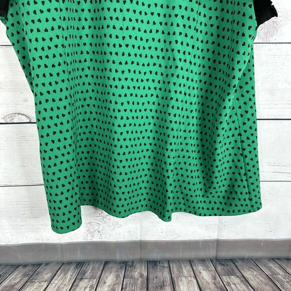 Hell Bunny Shirt Top Womens 6X Kelly Green Hearts Goth Grunge Button Stretch - Picture 7 of 13